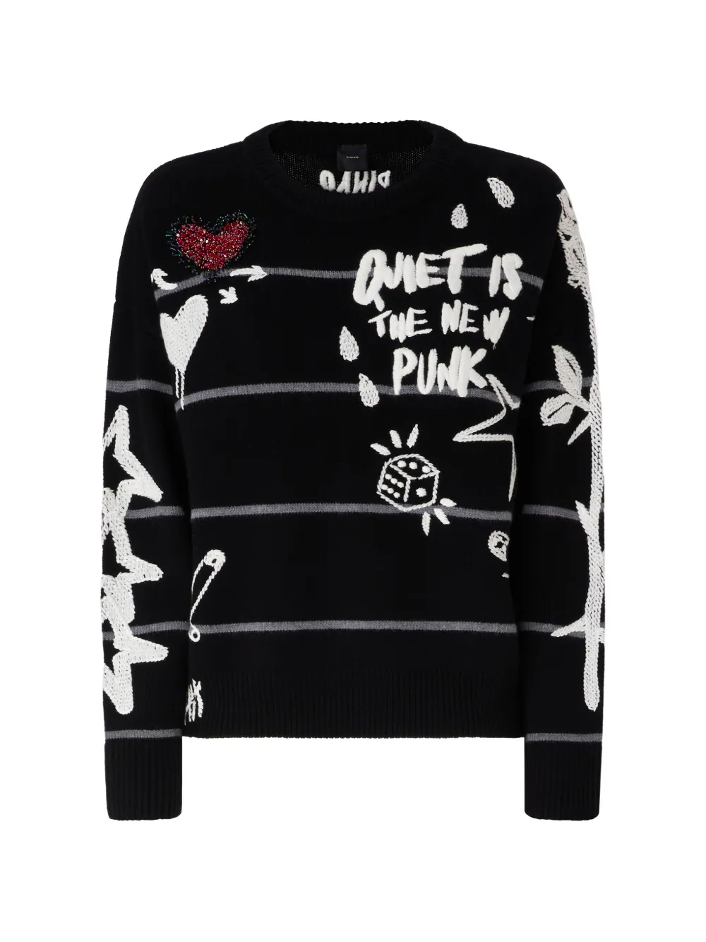 PINKO Intarsien-Pullover mit Pailletten - Schwarz