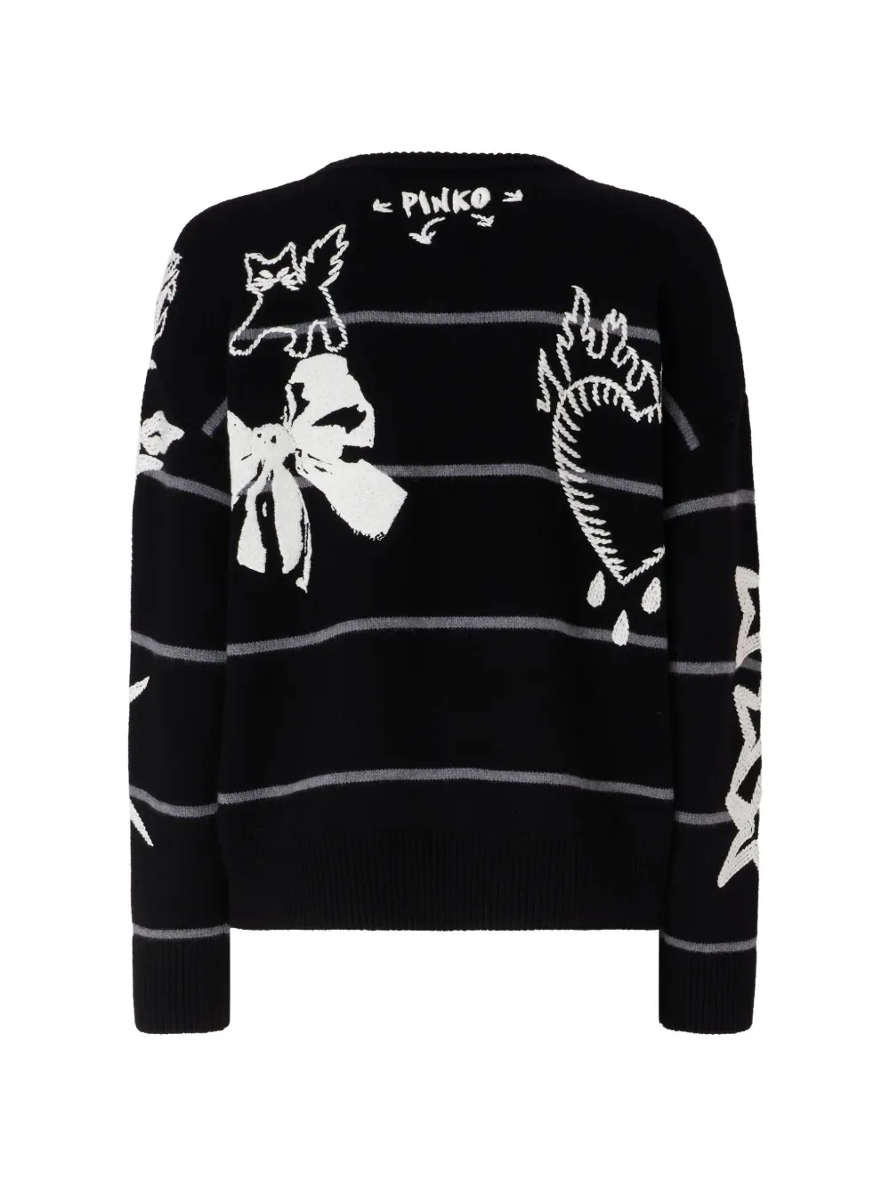 PINKO Intarsia gebreide trui verfraaid met pailletten Zwart