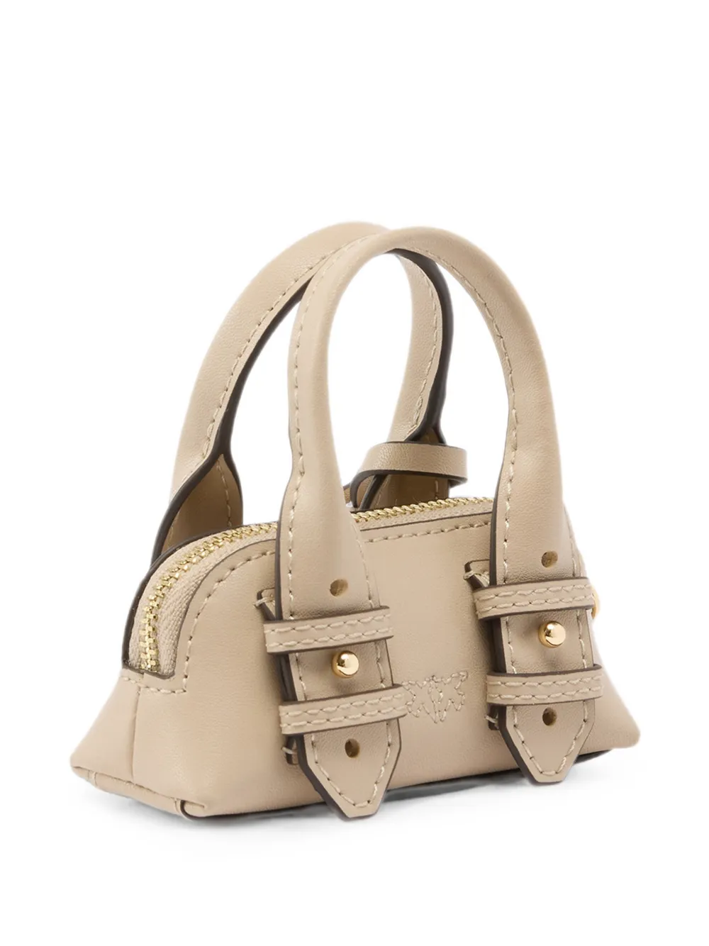 PINKO Leren mini-tas met logoplakkaat Beige
