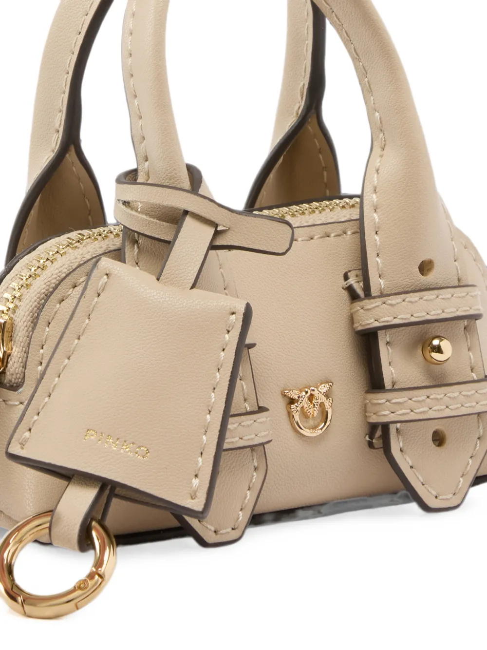 PINKO Leren mini-tas met logoplakkaat Beige