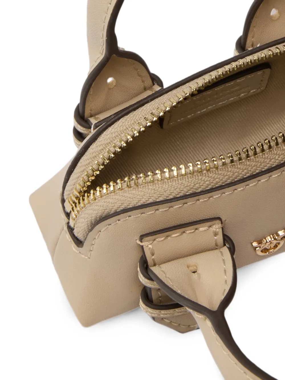 PINKO Leren mini-tas met logoplakkaat Beige