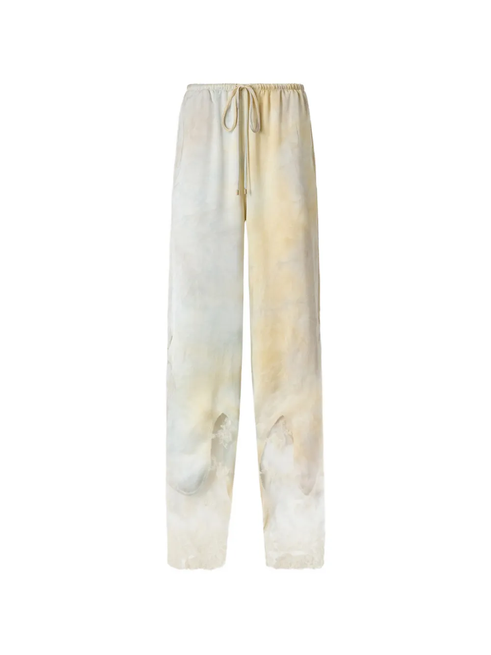 PINKO garment-dyed satin trousers with lace details - Toni neutri