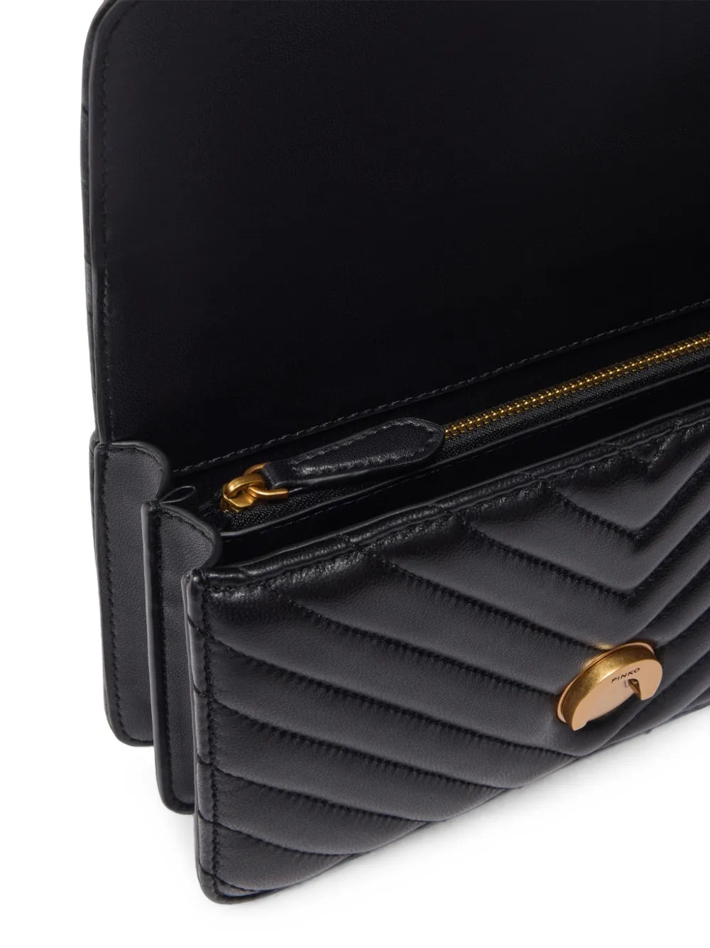 PINKO Love Birds schoudertas met chevron streep Zwart
