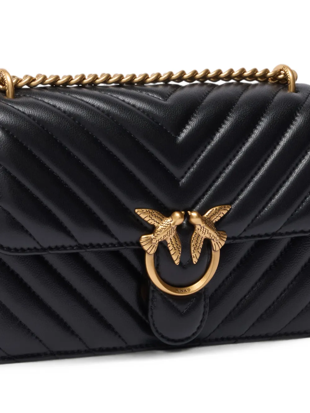 PINKO Love Birds schoudertas met chevron streep Zwart