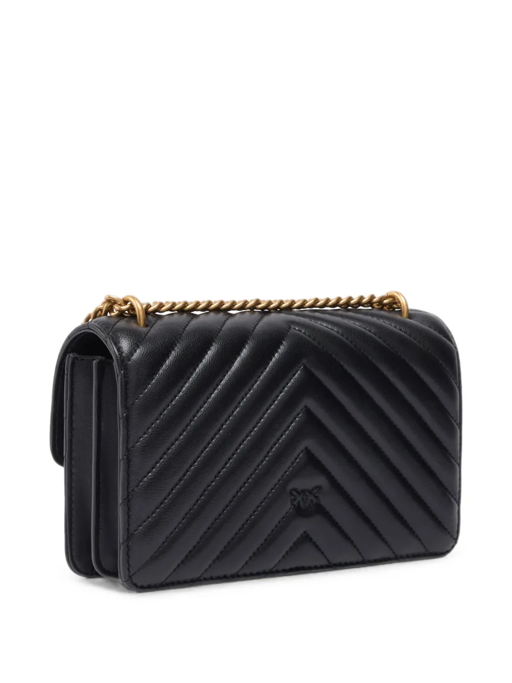 PINKO Love Birds schoudertas met chevron streep Zwart
