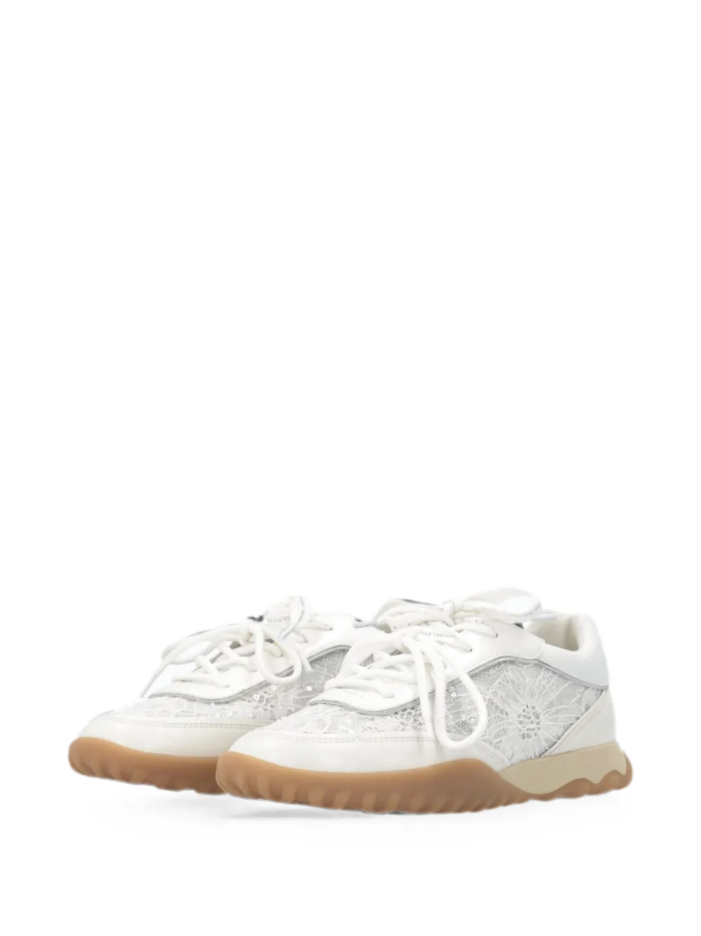 PINKO Sneakers verfraaid met pailletten en kanten vlakken Wit