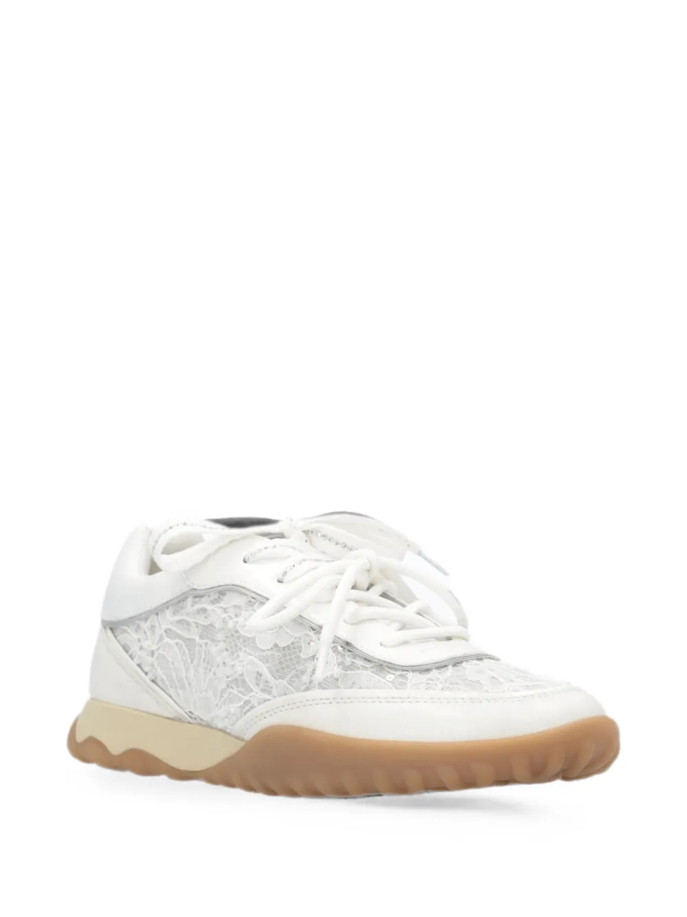 PINKO Sneakers verfraaid met pailletten en kanten vlakken Wit
