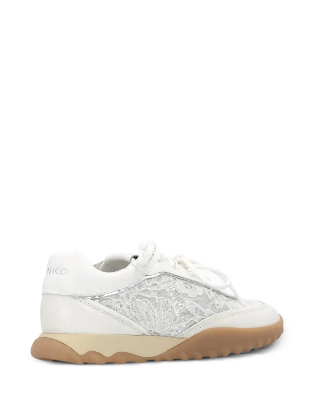 PINKO Sneakers verfraaid met pailletten en kanten vlakken Wit