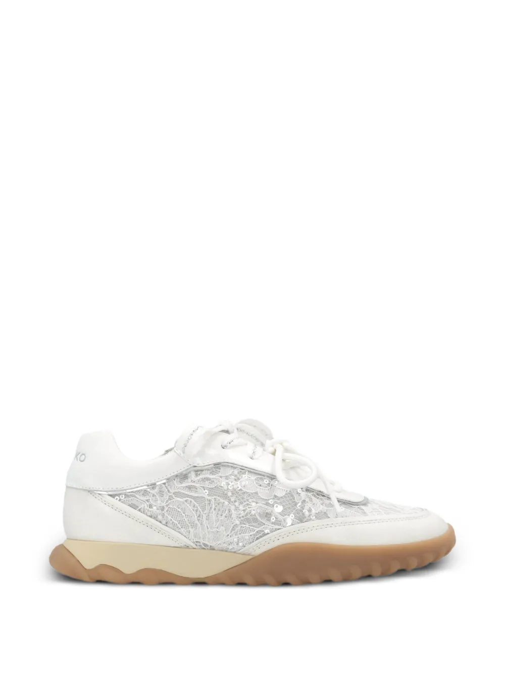PINKO Sneakers mit Pailletten und Spitzeneinsätzen - Weiß