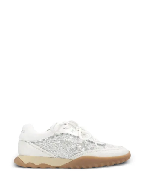 PINKO lace-panelled sequin-embellished sneakers