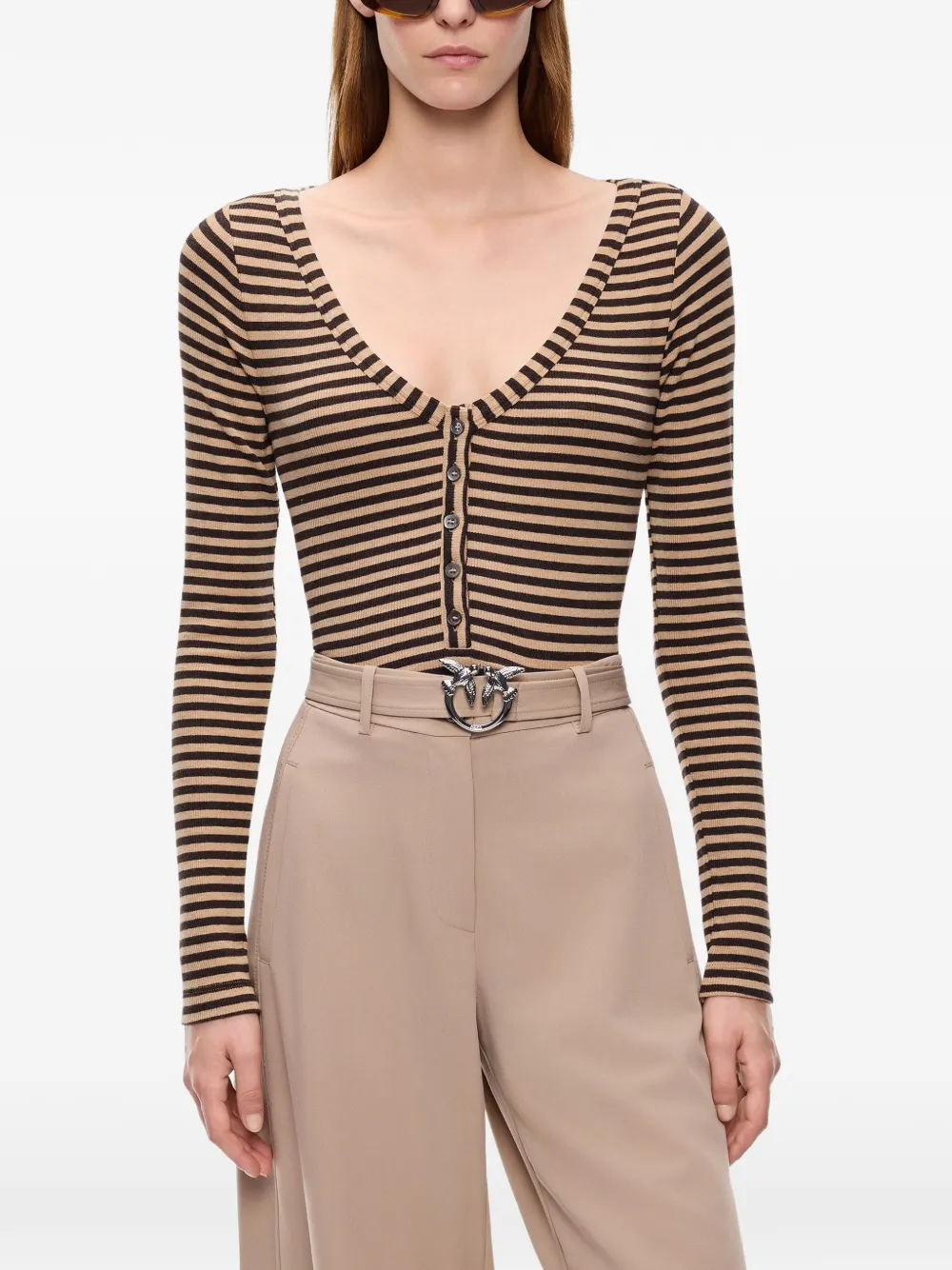 PINKO Gestreept T-shirt Beige