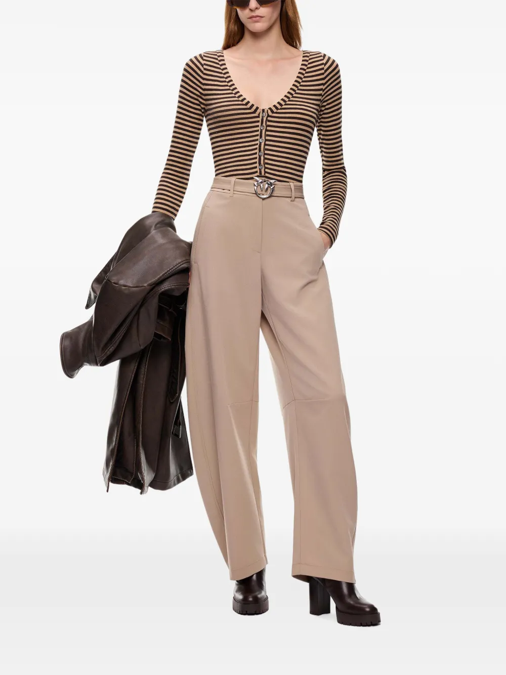 PINKO Gestreept T-shirt Beige