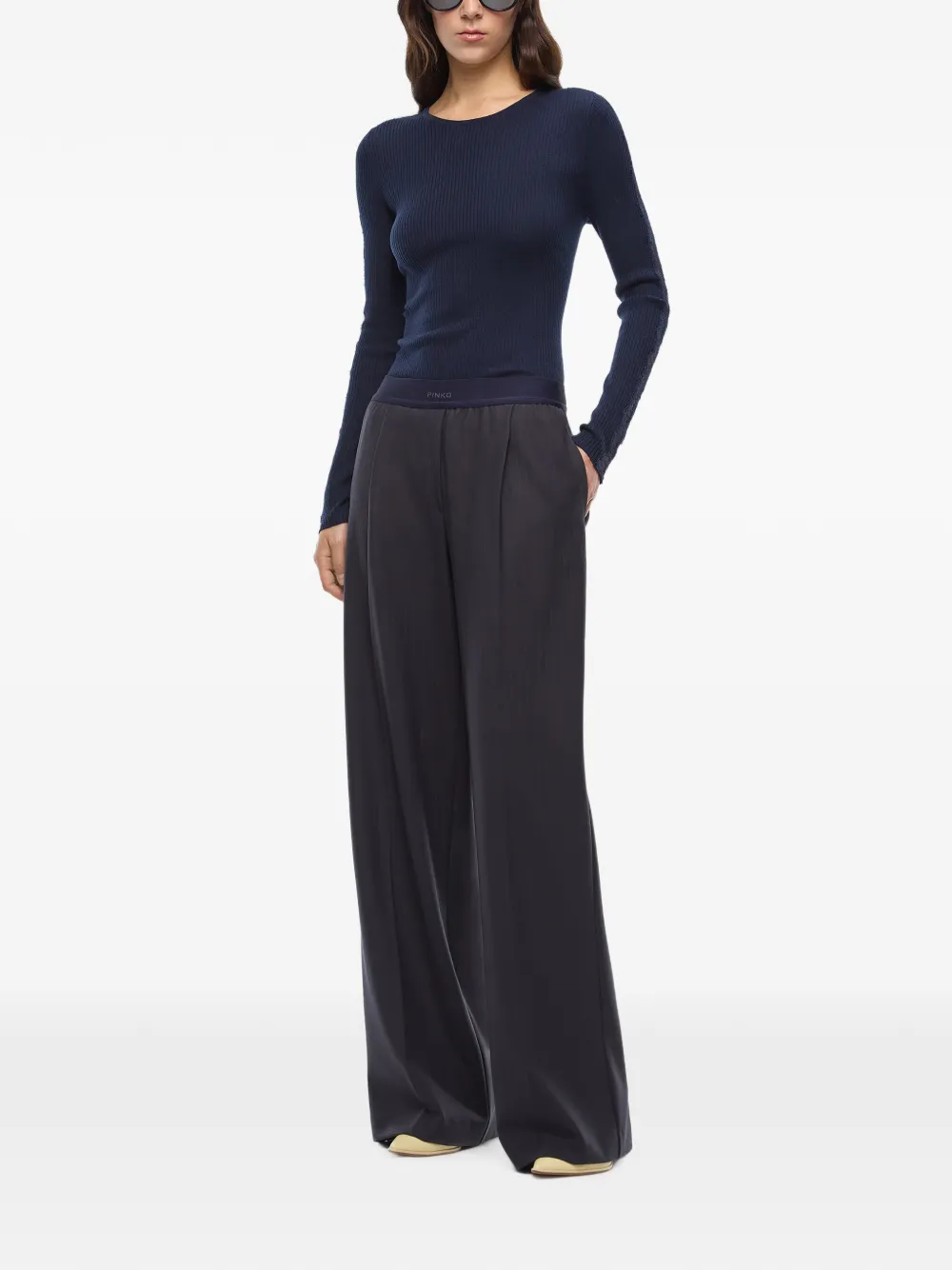PINKO Geribbelde trui met kant Blauw