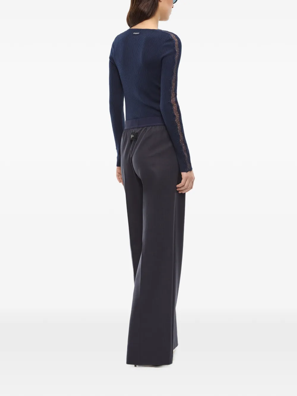 PINKO Geribbelde trui met kant Blauw