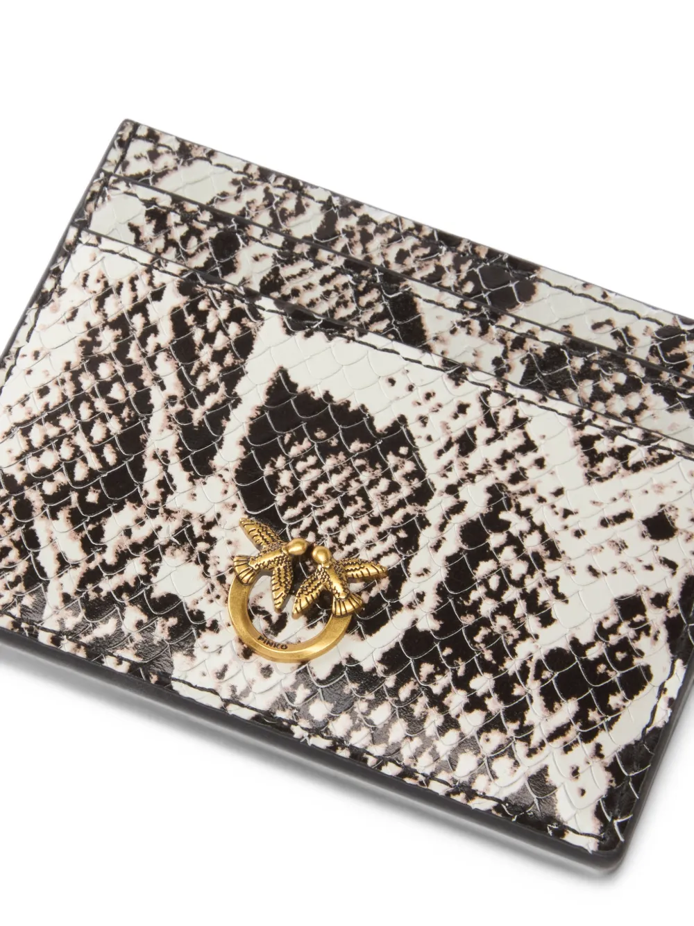 PINKO snake-effect Love Birds cardholder Wit