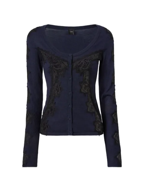 PINKO lace-trim button-up cardigan