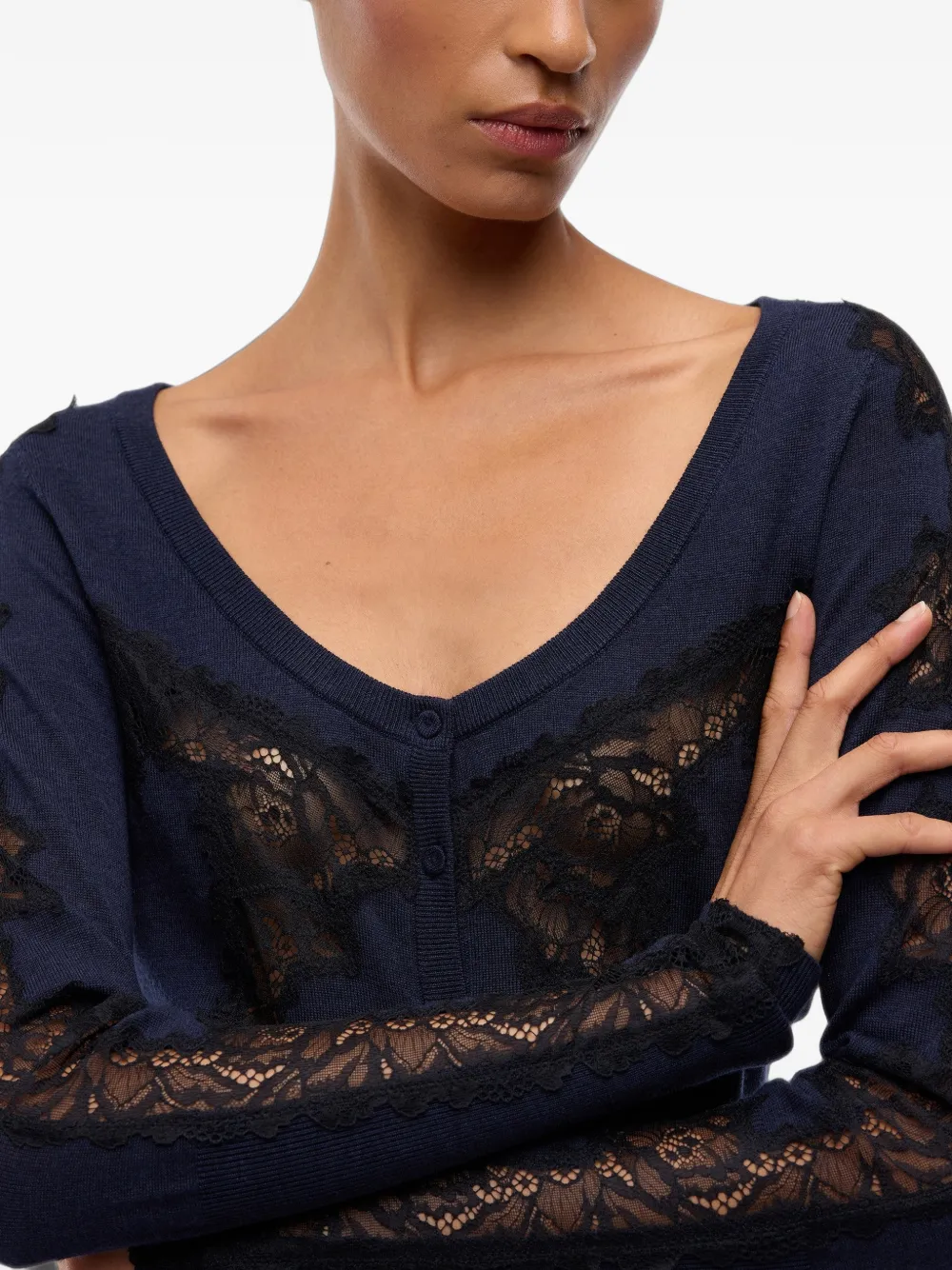 PINKO Button-up vest met kanten afwerking Blauw