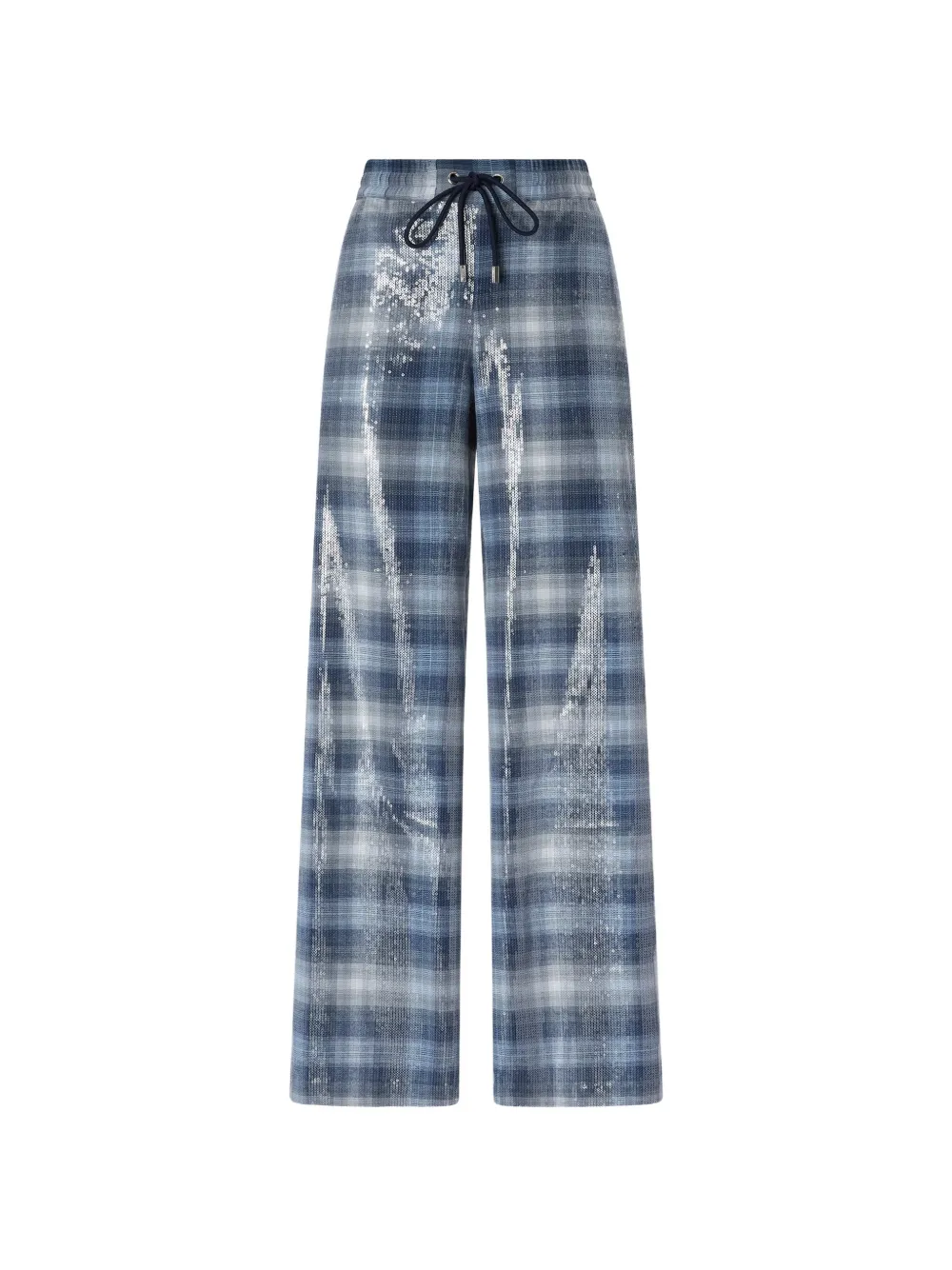 PINKO palazzo trousers with check pattern and sequins - Blue