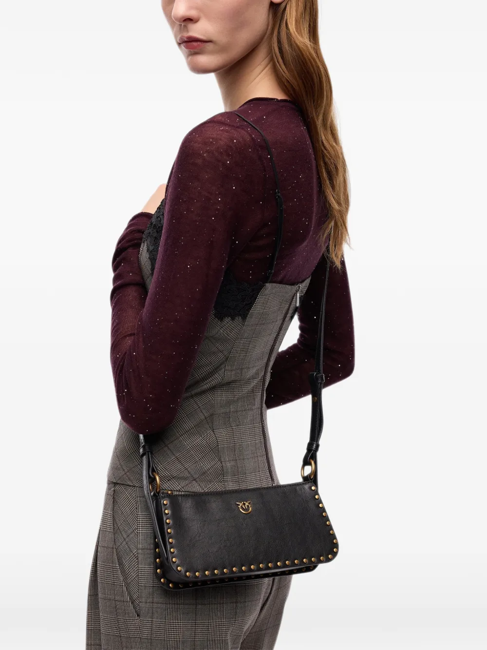 PINKO Love Birds schoudertas verfraaid met studs Zwart
