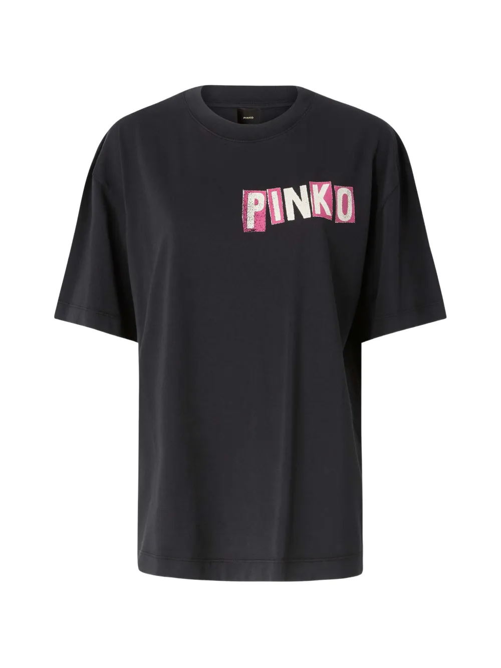 PINKO logo-print swan-graphic T-shirt - Schwarz