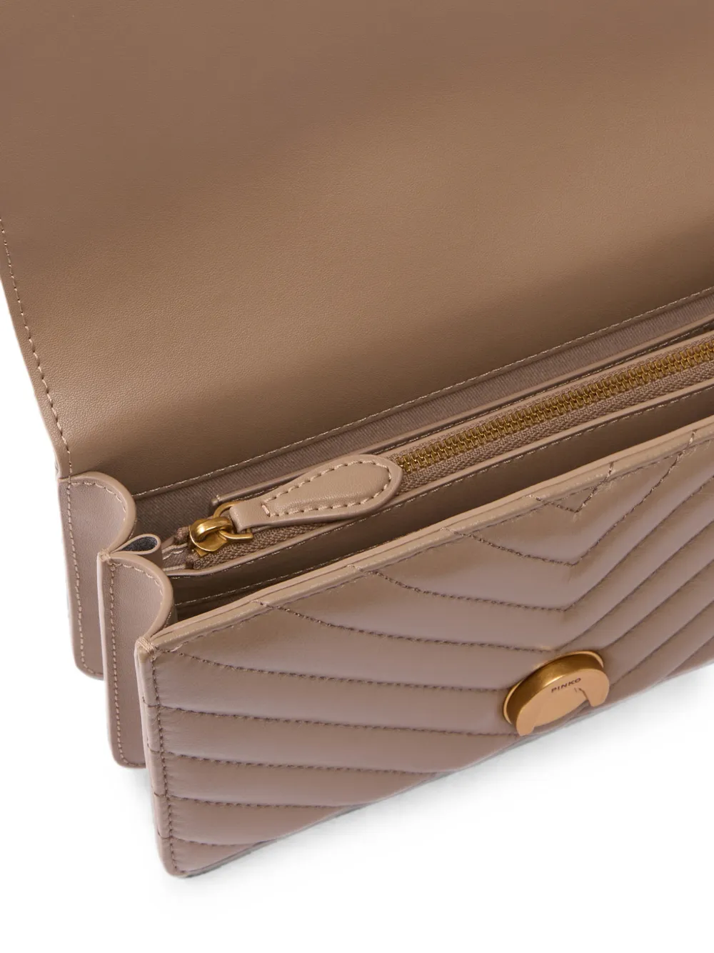 PINKO Love Birds schoudertas met chevron streep Beige
