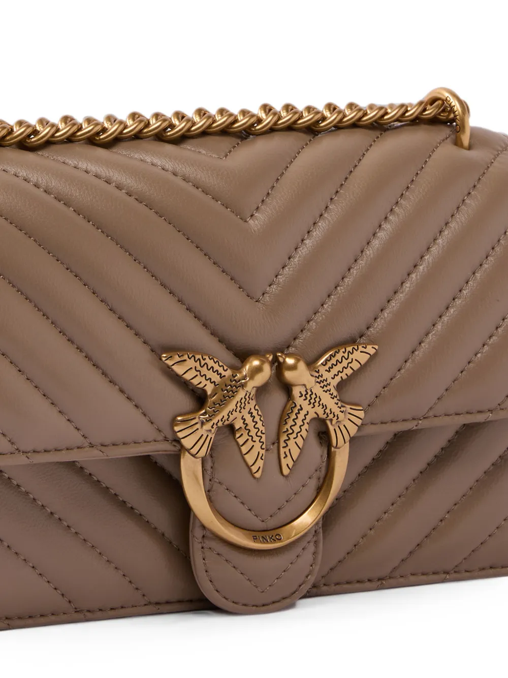 PINKO Love Birds schoudertas met chevron streep Beige