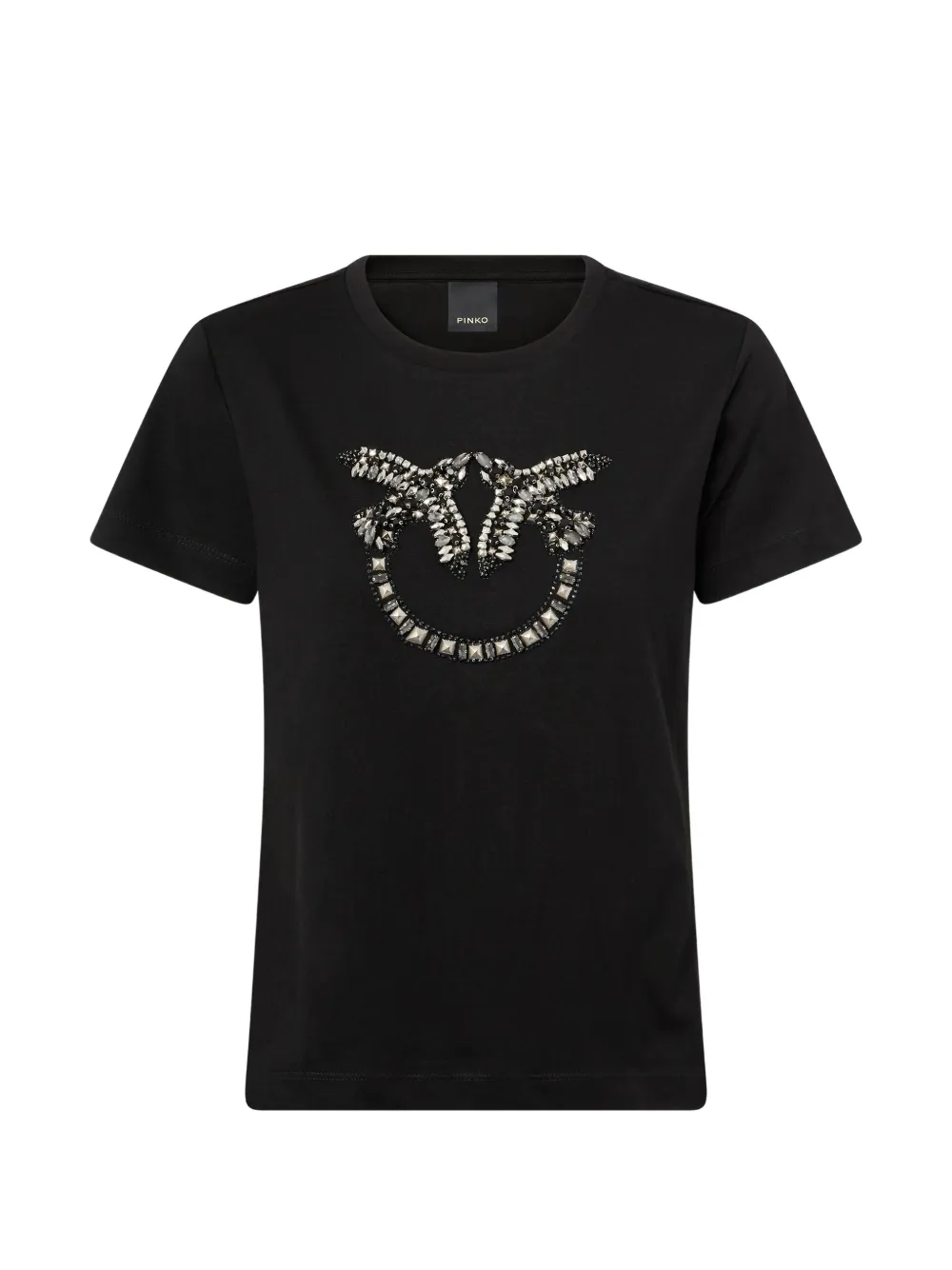 PINKO T-shirt with Love Birds jewel maxi embroidery - Nero