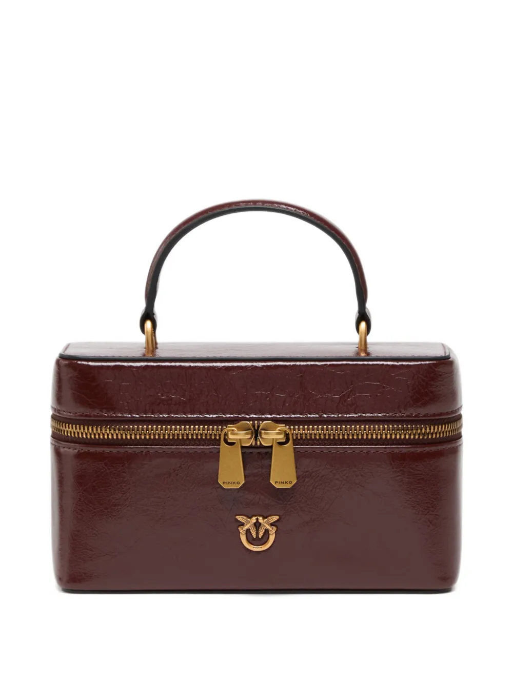 PINKO small crossbody bag in glossy leather Bruin