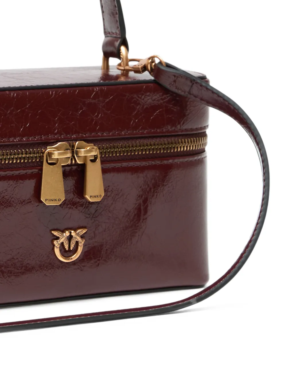PINKO small crossbody bag in glossy leather Bruin