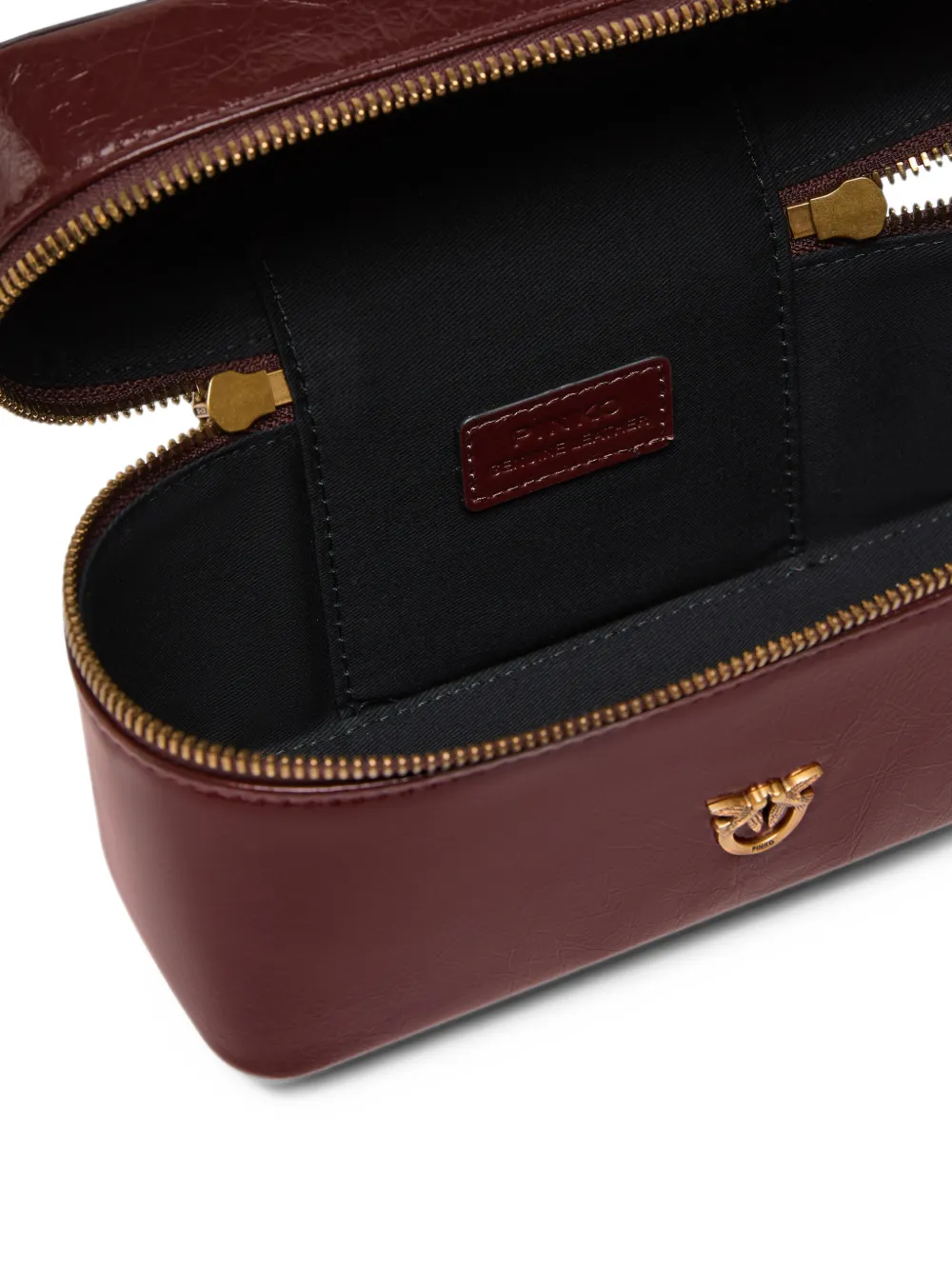 PINKO small crossbody bag in glossy leather Bruin