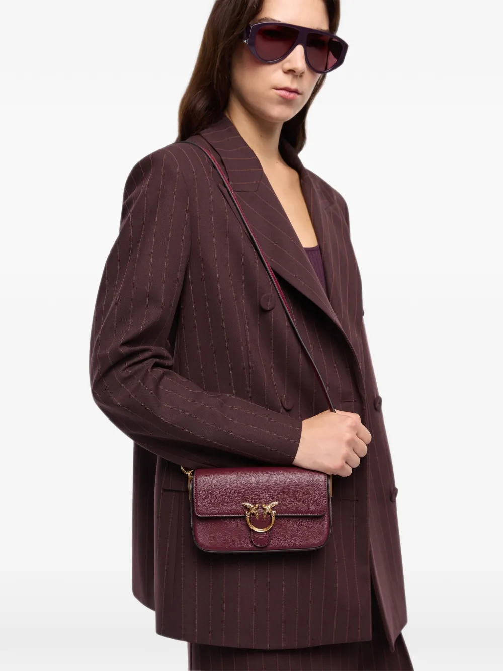 PINKO Love Birds leren schoudertas Rood