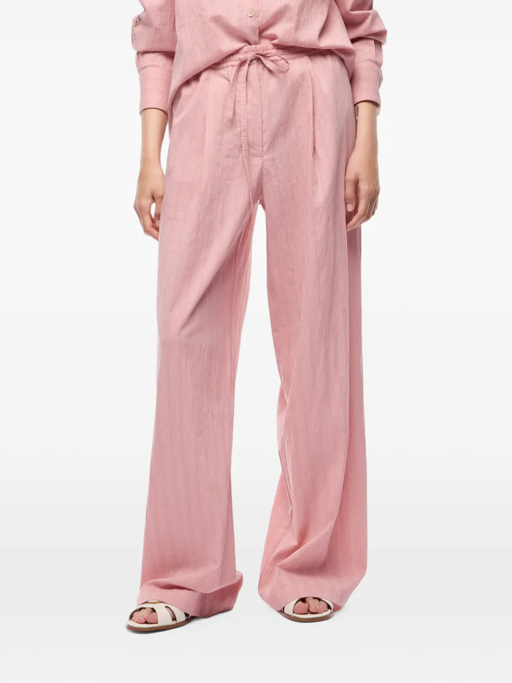 PINKO Gestreepte broek met trekkoordtaille Roze