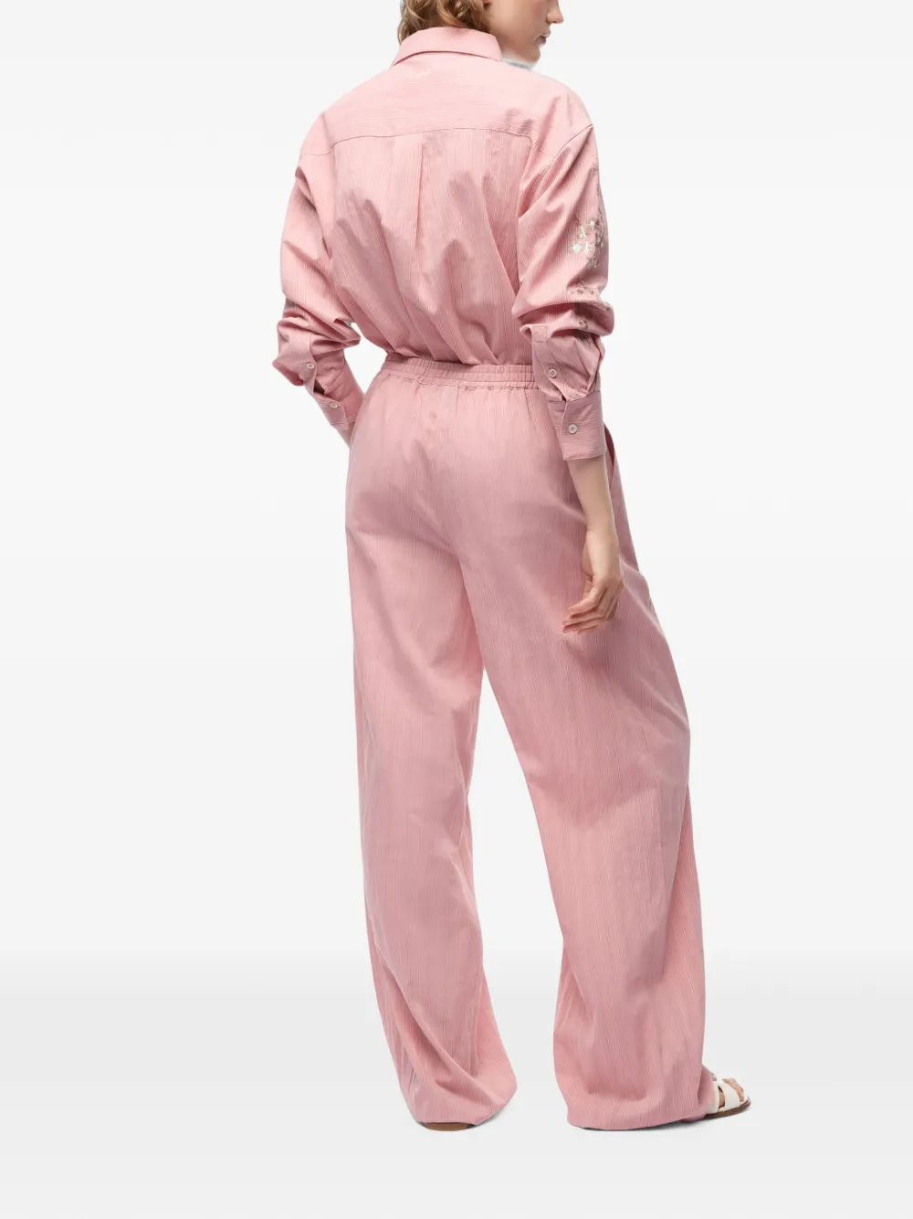 PINKO Gestreepte broek met trekkoordtaille Roze