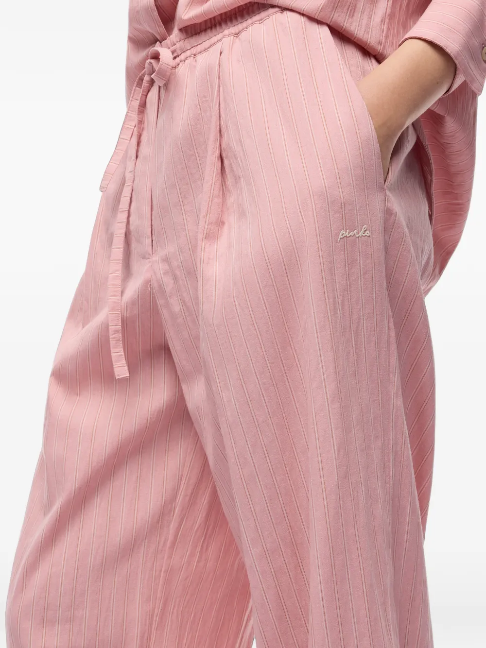 PINKO Gestreepte broek met trekkoordtaille Roze