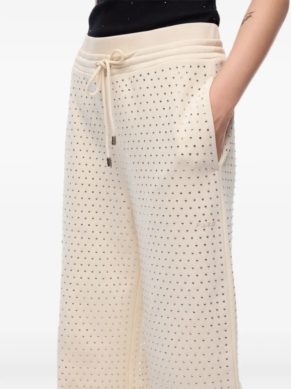 PINKO Fleece broek met stras Beige