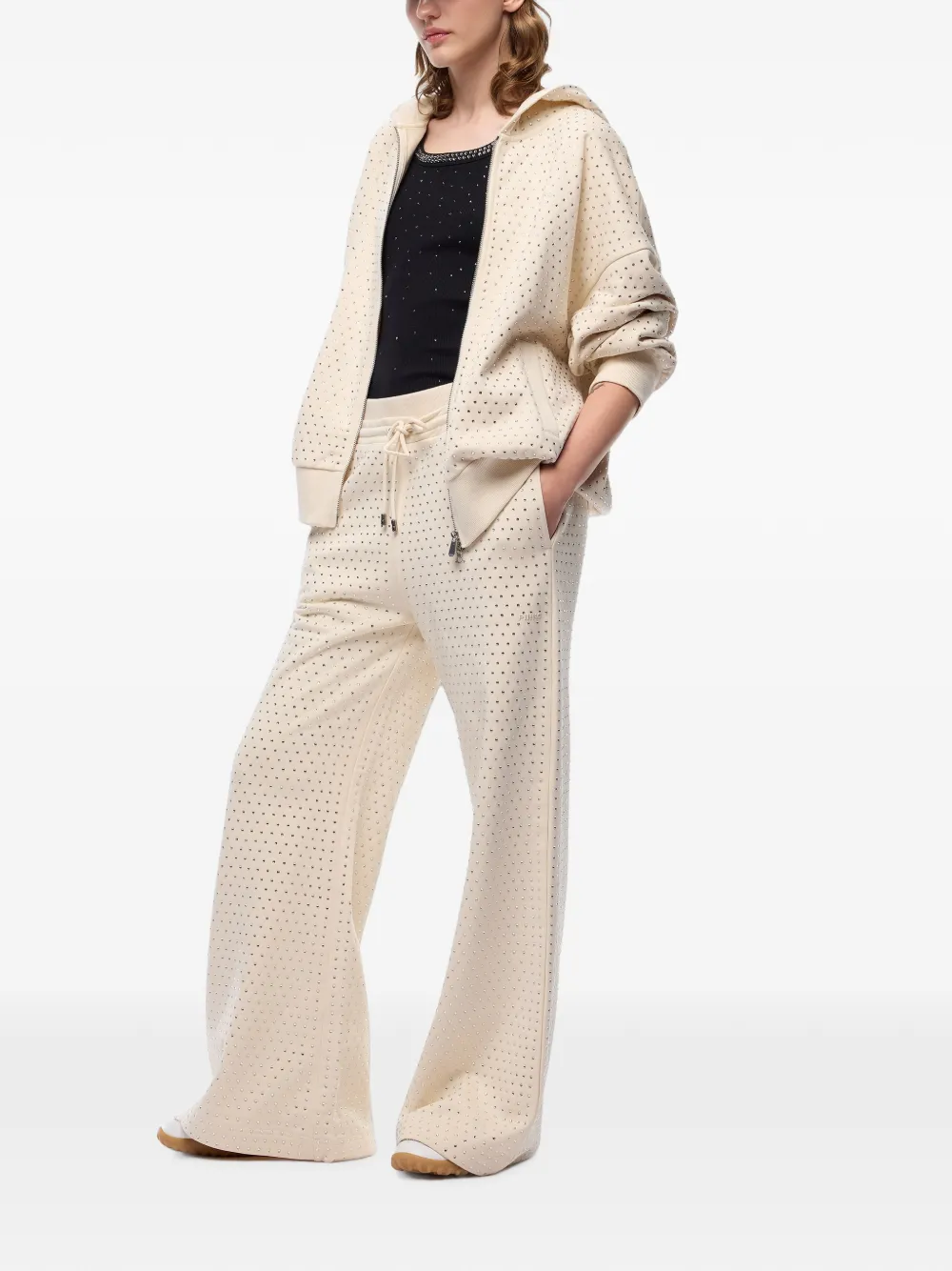 PINKO Fleece broek met stras Beige
