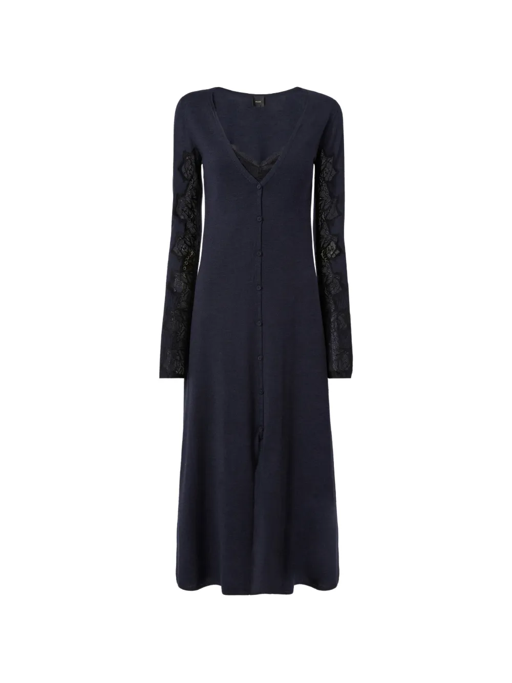 PINKO lace-panelled button-up dress - Blue