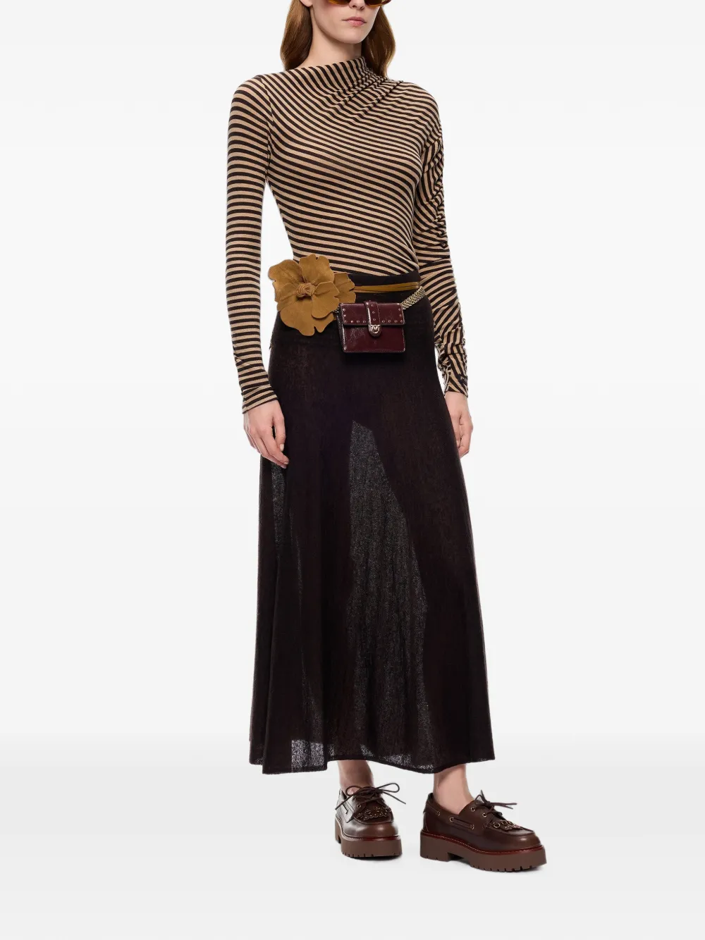 PINKO Gestreepte top met ruches Beige