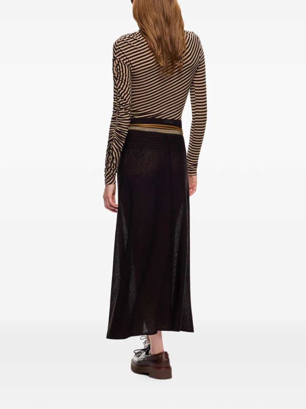 PINKO Gestreepte top met ruches Beige