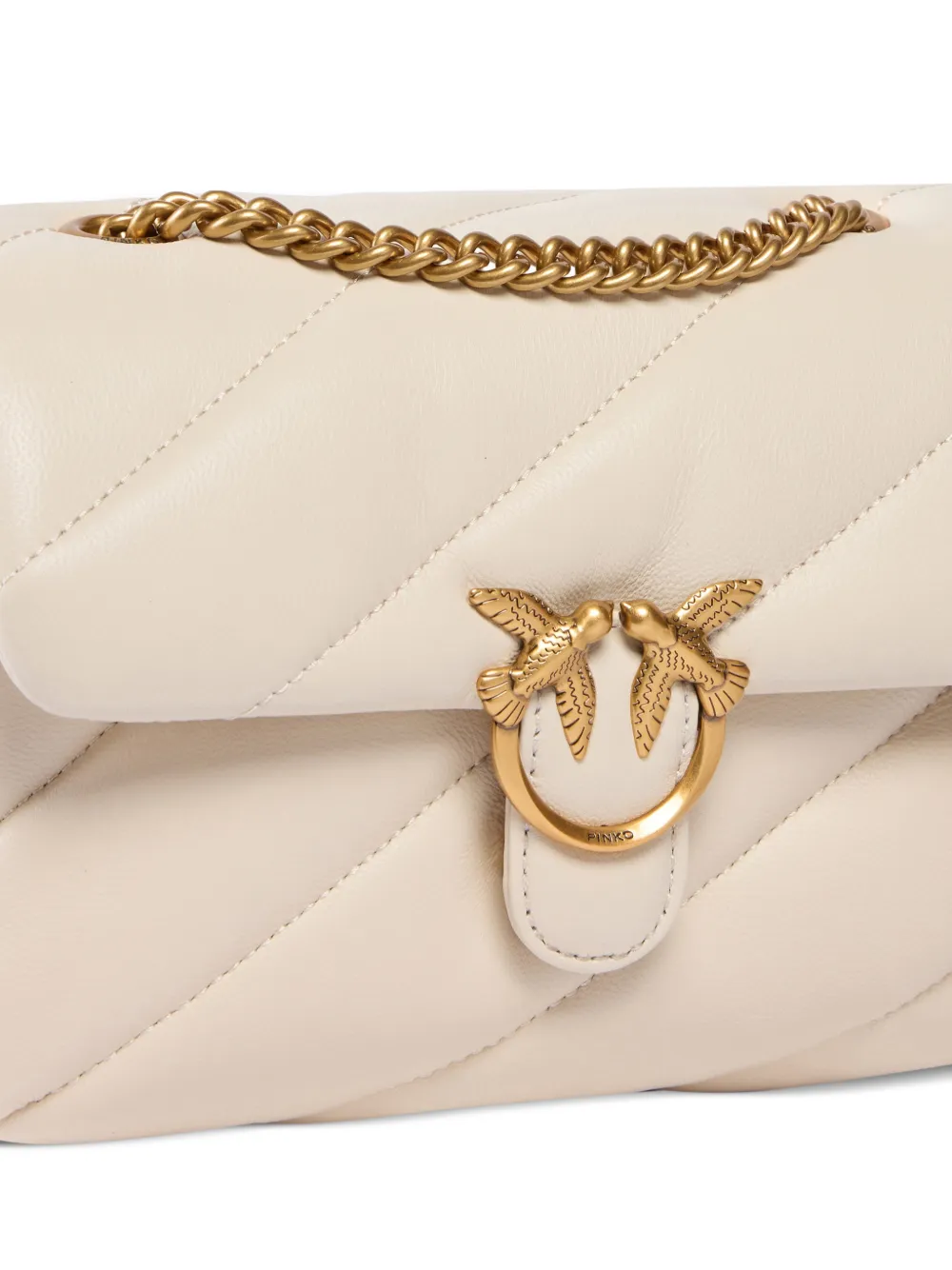 PINKO Kleine Love Bag gewatteerde schoudertas met gesp Beige