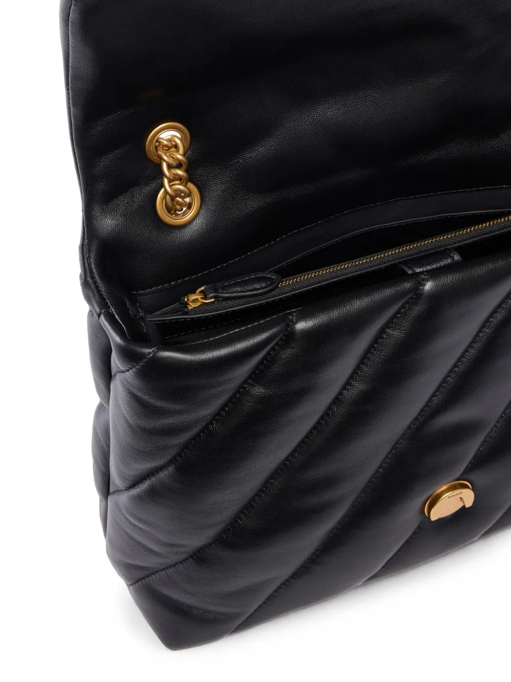 PINKO Baby Love Puff maxi gewatteerde schoudertas met gesp Zwart