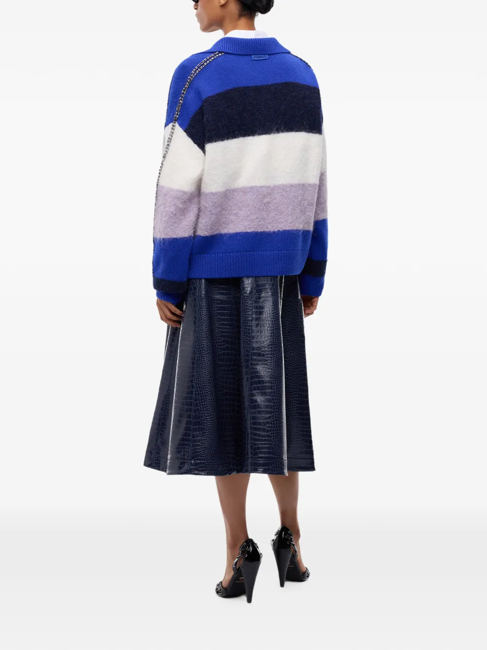 PINKO Gestreepte trui verfraaid met studs Blauw