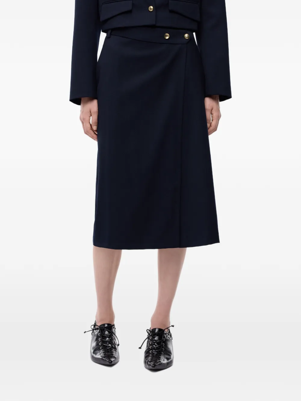 PINKO Rok met knoopdetail en wikkelvoorkant Blauw