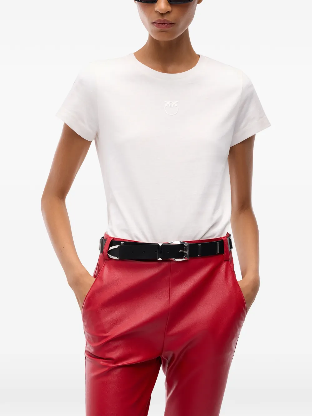 PINKO T-shirt met Love Birds logo Wit
