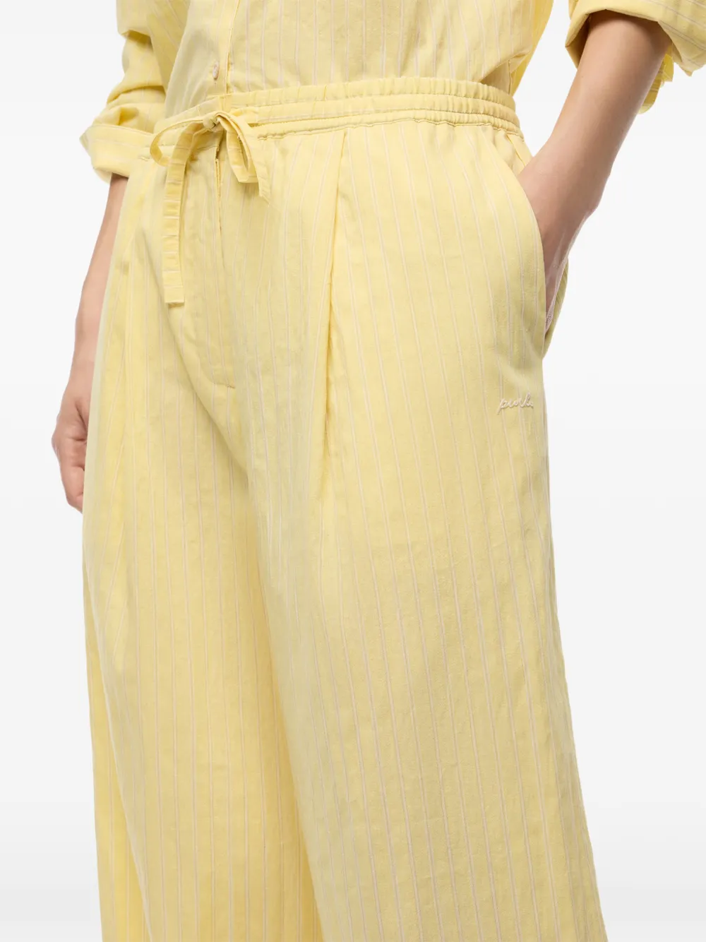PINKO Gestreepte broek met trekkoordtaille Geel
