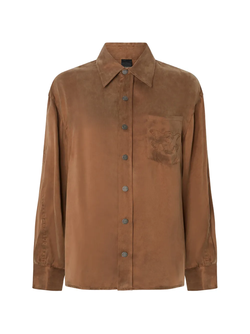 PINKO logo-embroidered button-up shirt - Braun