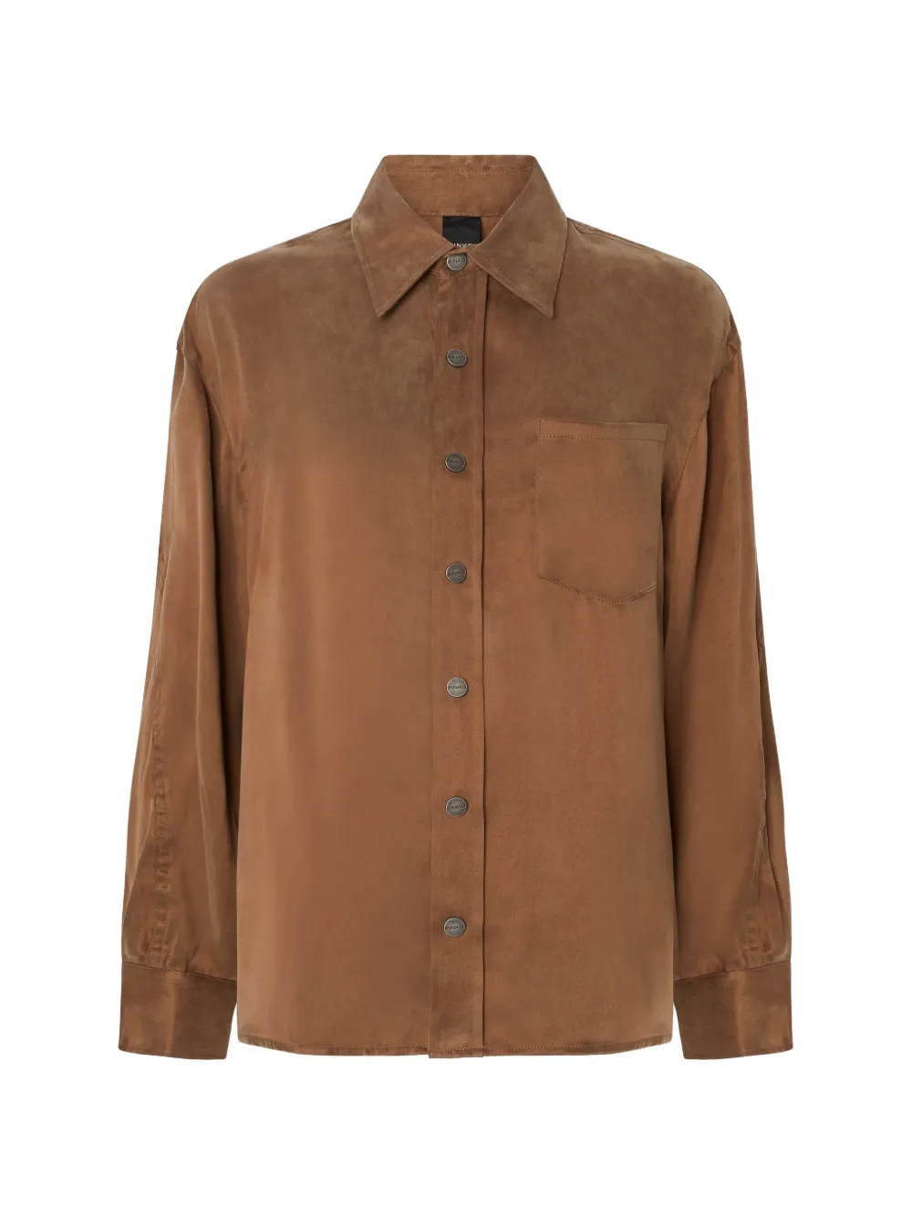 PINKO logo-embroidered button-up shirt - Marrone
