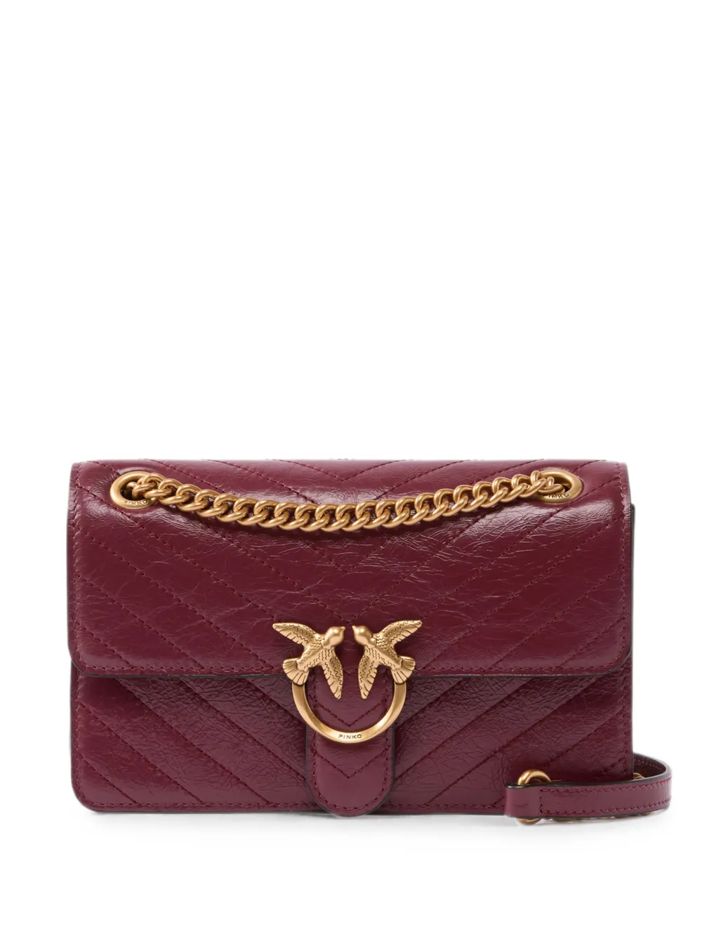 PINKO Love Birds chevron-quilted shoulder bag - Red