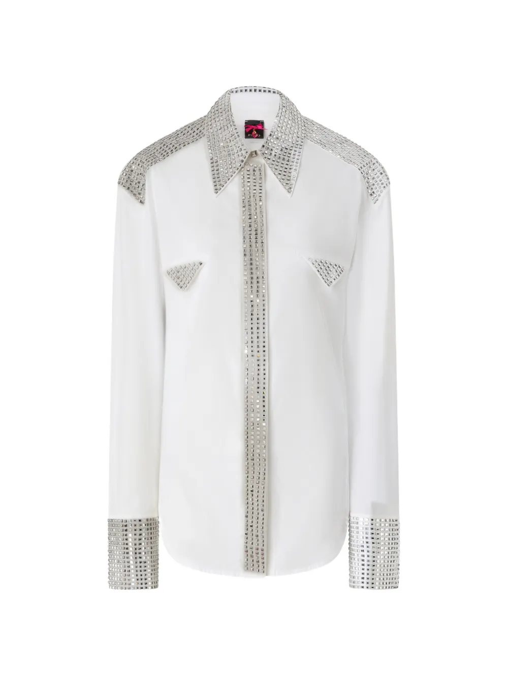 PINKO poplin shirt with strass embellishments - White