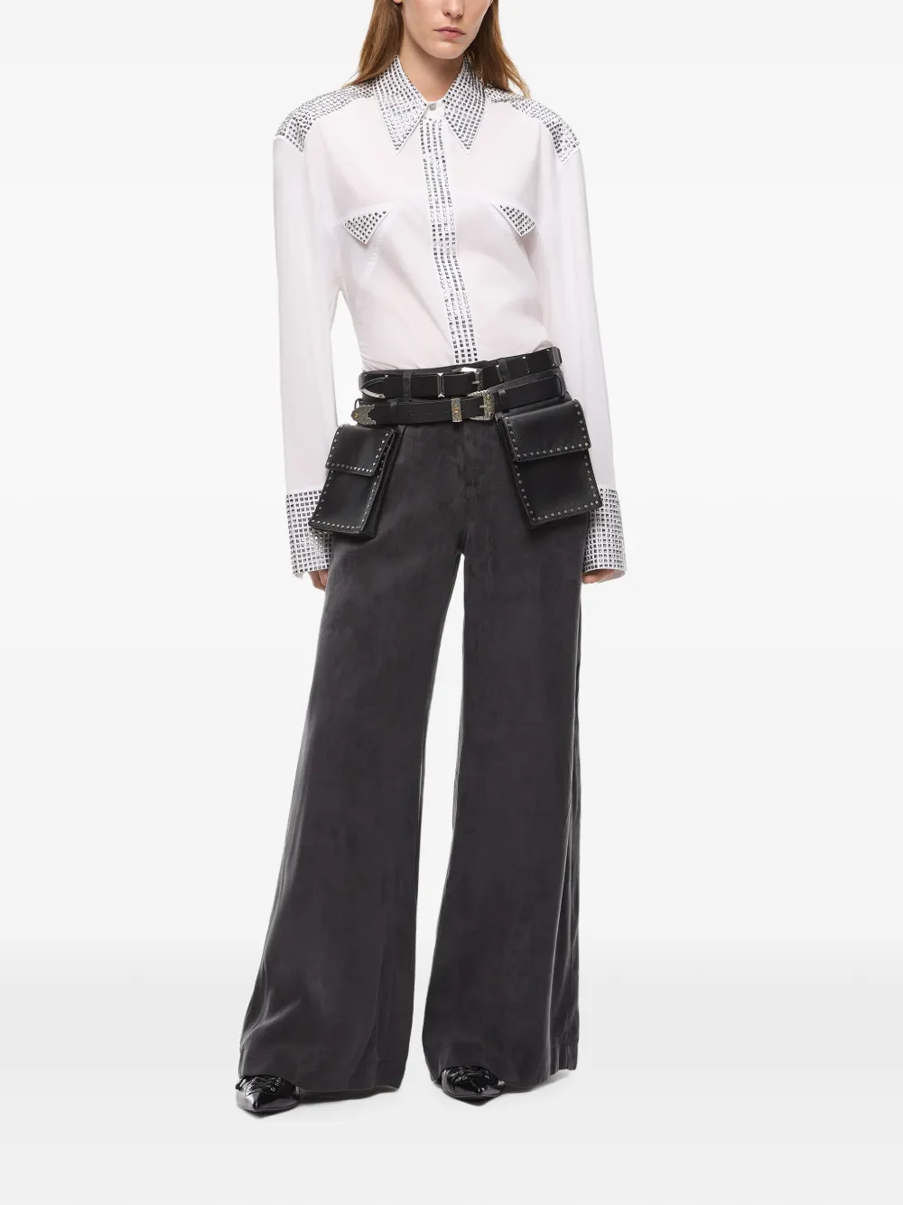 PINKO Popeline blouse verfraaid met stras Wit